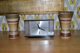 Smiths Sectronic Mantel Clock, and a pair of German Vases