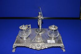 Silver Plate Golfing Inkstand