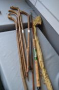 Walking Sticks and a Fiberon Vintage Fishing Rod