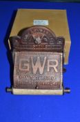 *Great Western Railway Reproduction Toilet Roll Holder in Iron with Copper Finish