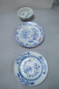 Blue & White Chines Plate and Bowl, plus Ironstone China Plate