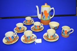 Clarice Cliff Bizarre Crocus Pattern Coffee Set