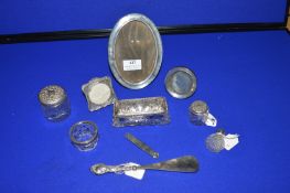 Assorted Hallmarked Sterling Silver Items Including Miniature Photo Frames, Lidded Glass Pots, etc.