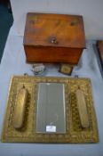 Brass Mirror and a Wooden Workbox, etc.