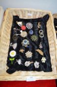 Twenty Vintage Costume Jewellery Brooches