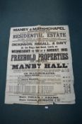 Manby Hall Lincolnshire 1913 Auction Poster 100x120cm