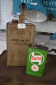 Castrol Oil and Esso Blue Paraffin Cans