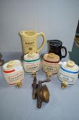 Vintage Pottery Spirit Barrels, Whiskey Jugs, and a Hauge Whiskey Optic
