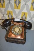 Vintage Telephone with Metal & Copper Base and Bakelite Handset