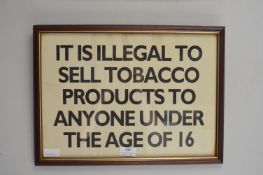 Shop Tobacco Age Limit Sign