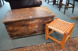 Period Pine Blanket Box plus a Woven Stool