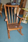 Retro Oak Rocking Chair by a German Manufacturer Retailed by Dawes Furniture of Grimsby
