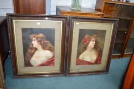 Pair of Victorian Framed Portrait Prints by A. Asti