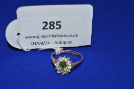 9ct Gold Ring with Gemstone and CZs Size: Q, 2g gross