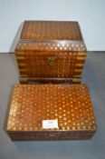 Two Eastern Work Boxes with Brass Inlay
