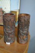 Pair of Chinese Bamboo Brush Pots