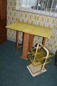 Yellow Formica Kitchen Table plus Hago Wire Vegetable Rack