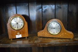 Two Mantel Clocks with Inlaid Decoration