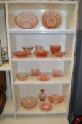 1930’s Pink Glassware Dishes, Cups, and Bowls, etc.