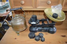 Salter Cast Iron Kitchen Scales with Weights and a Copper Kettle