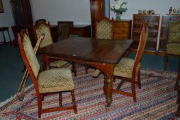 Period Pine Topped Extending Dining Table (project piece, requires attention) with Four Matching