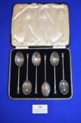 Cased of Set of Six Hallmarked Sterling Silver Teaspoons