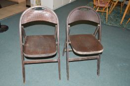 Pair of Retro Folding Chairs with Crocodile Skin Effect Seats & Backs