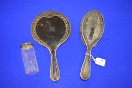 Hallmarked Sterling Silver Dressing Items Including Brush, Mirror, Jar, etc.