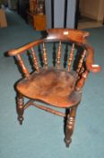 Victorian Turned Elm Captains Chair