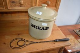 Stoneware Bread Bin, and a Carpet Beater