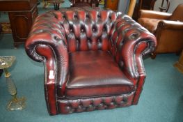 Red Leather Chesterfield Tub Chair