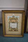 Royal nation Order of Buffalos Grand Lodge 1907 Framed Certificate