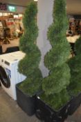 *Two Artificial Spiral Topiaries in Pots