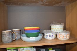 *Three Microwave Bowls, Four Pottery Bowls, and Two Mugs