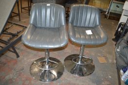 *Two Grey Faux Leather Gas-Lift Barstools