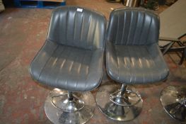 *Two Grey Faux Leather Gas-Lift Barstools