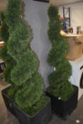 *Two Artificial Spiral Topiaries in Pots