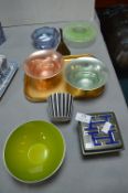 Assorted Glassware Including Ashtrays and Vases, N