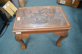 Oriental Style Occasional Table with Carved Detail