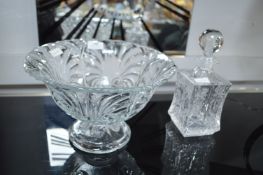 Moulded Glass Fruit Bowl and Decanter with Stopper