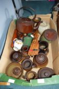 Box of Assorted Pottery, Pan Pipes, etc.