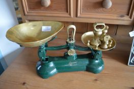 Set of Cast Iron Brass Balance Scales with Weights