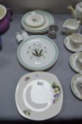 Assorted Alfred Meakin Dinnerware, Salt & Pepper Pots, and Midwinter Decorative Plate