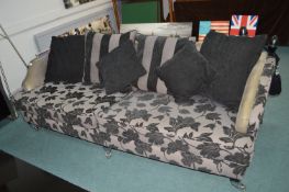 Contemporary Style 3&1/2 Seat Sofa in Leather & Fa