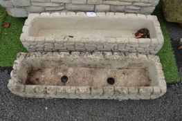 Pair of Small Dry Stone Wall Concrete Garden Plant