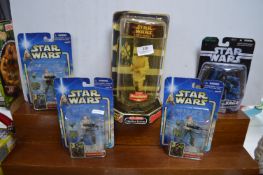 Five Star Wars Figurines Including Obi Wan Kenobi,