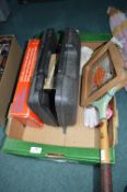 Box of Gardening Gloves, Vintage Tennis Racket, Bl