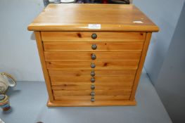 Solid Pine Nine Drawer Collectors Cabinet
