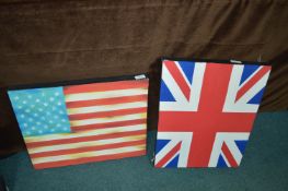 Two Printed Canvases - Union Flag, and Stars & Str