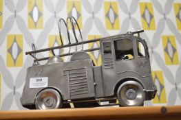 Metal Fire Engine Wine Bottle Holder